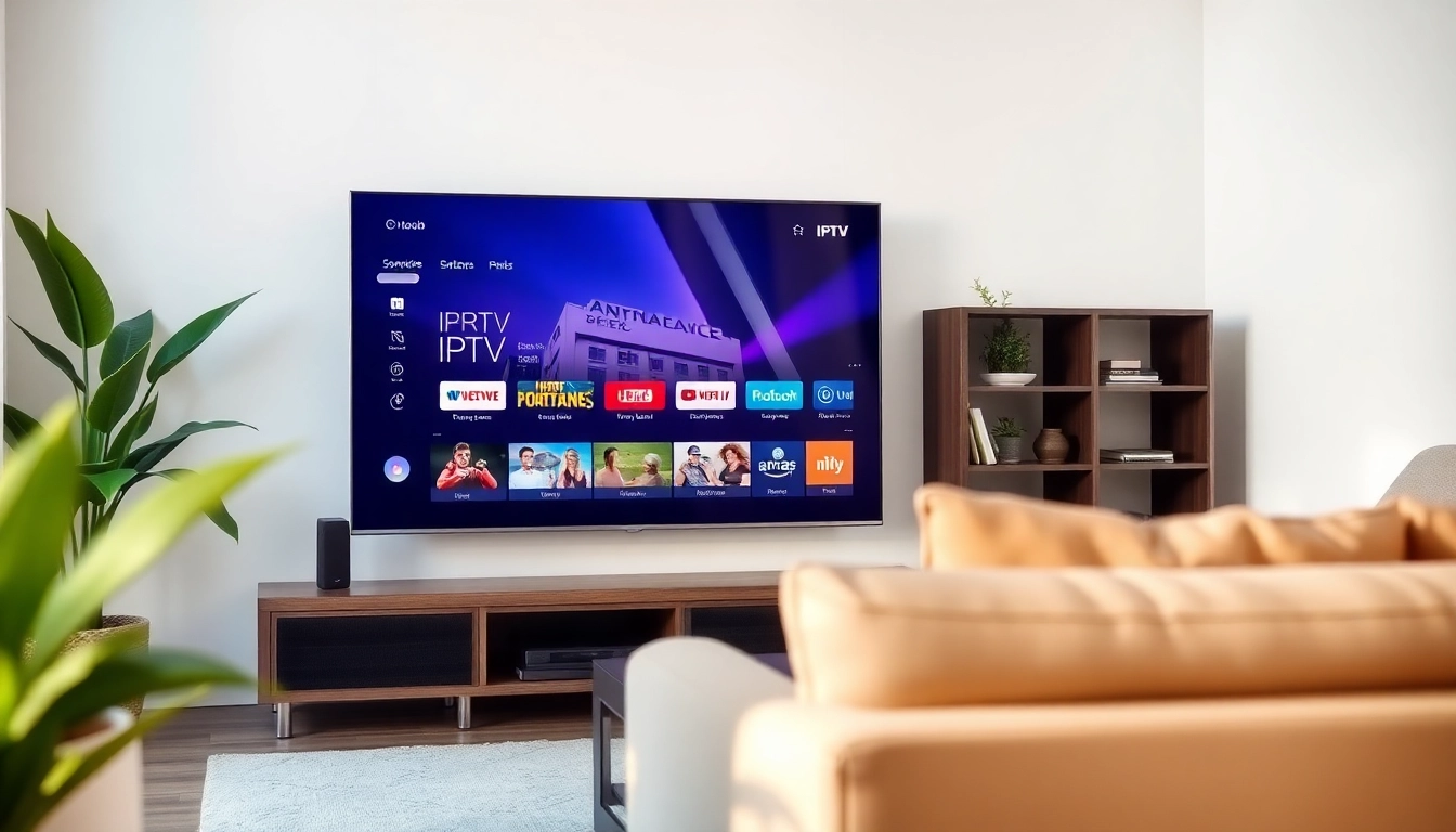 Stream engaging IPTV Suisse content on a stylish living room TV setup with a cozy ambiance.