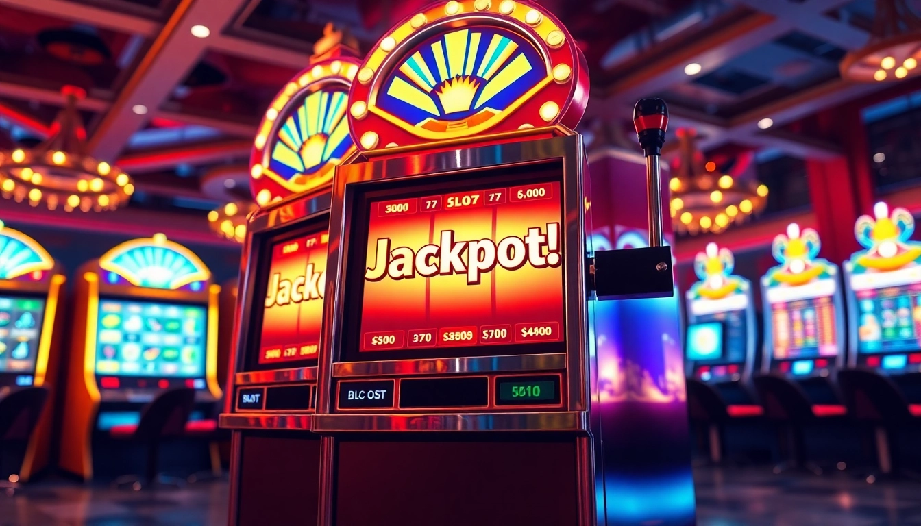 Play thrilling slot gacor games at this vibrant casino with a bright jackpot display.