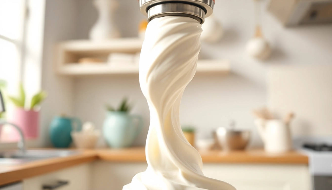 Dispense whipped cream charger to create fluffy, delicious whipped toppings in a bright kitchen setting.