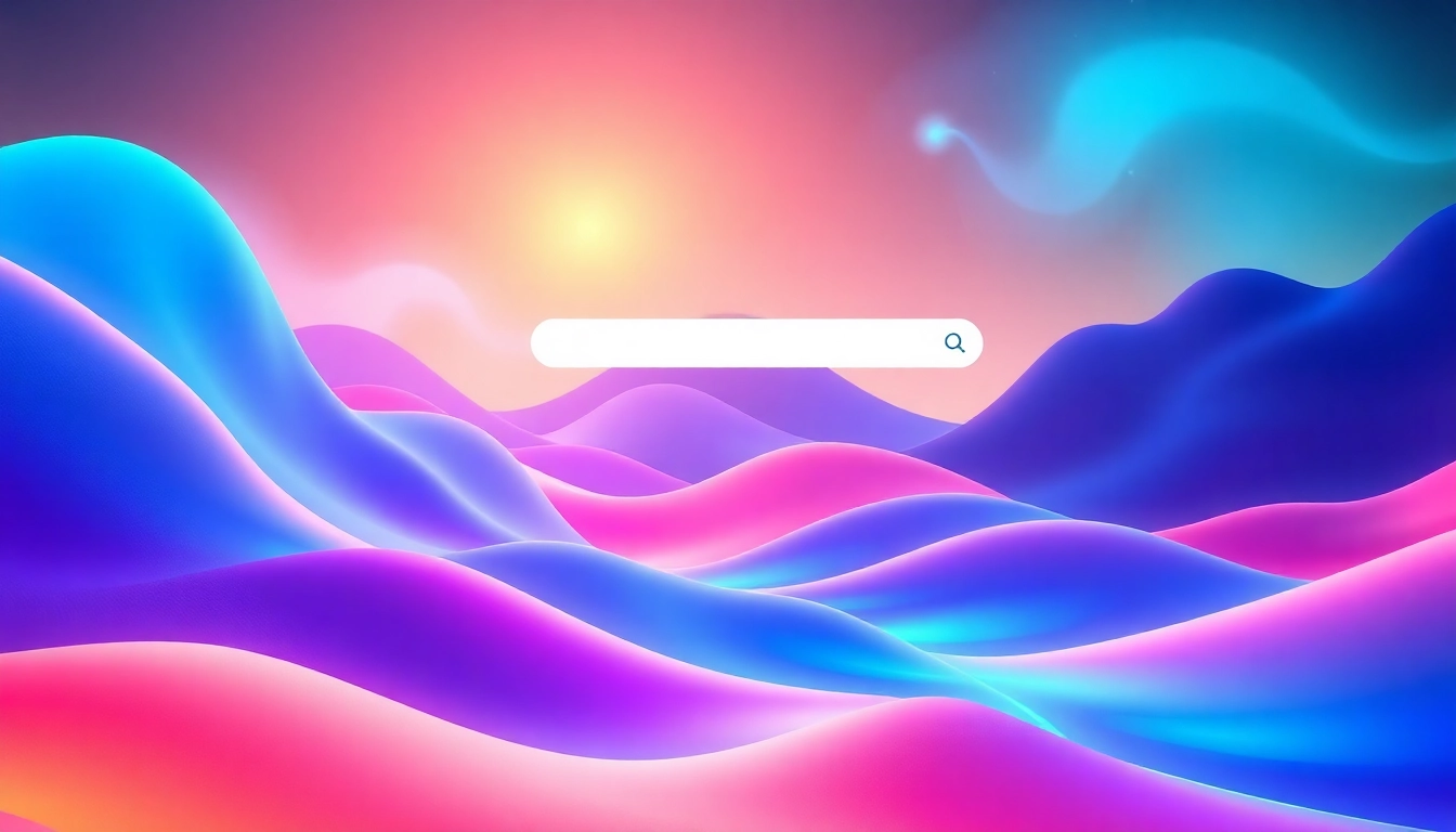 Dynamic representation of an AI search engine showcasing vibrant gradients and modern shapes.