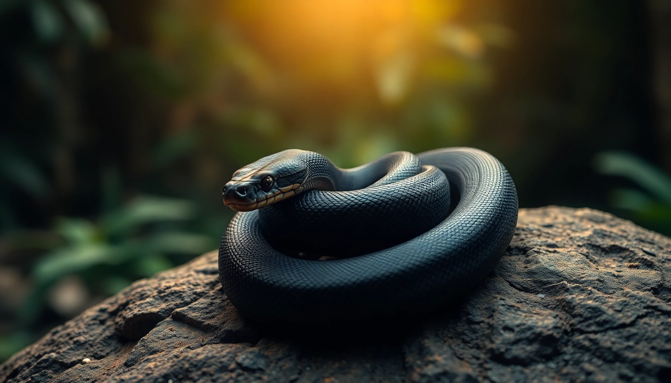 View a striking black ball python for sale, showcasing its glossy scales and unique habitat features.