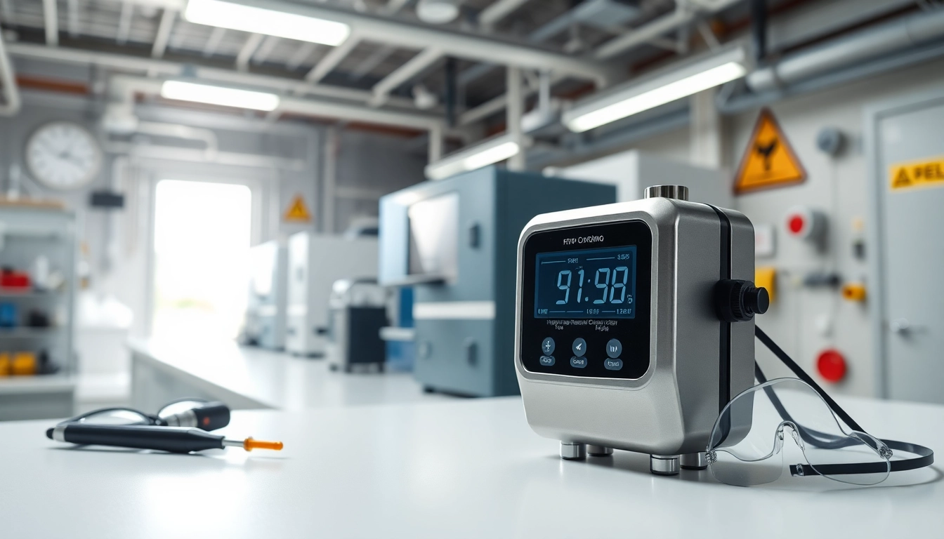 Hydrogen Chloride detector prominently positioned in a bright industrial lab, showcasing advanced safety features.