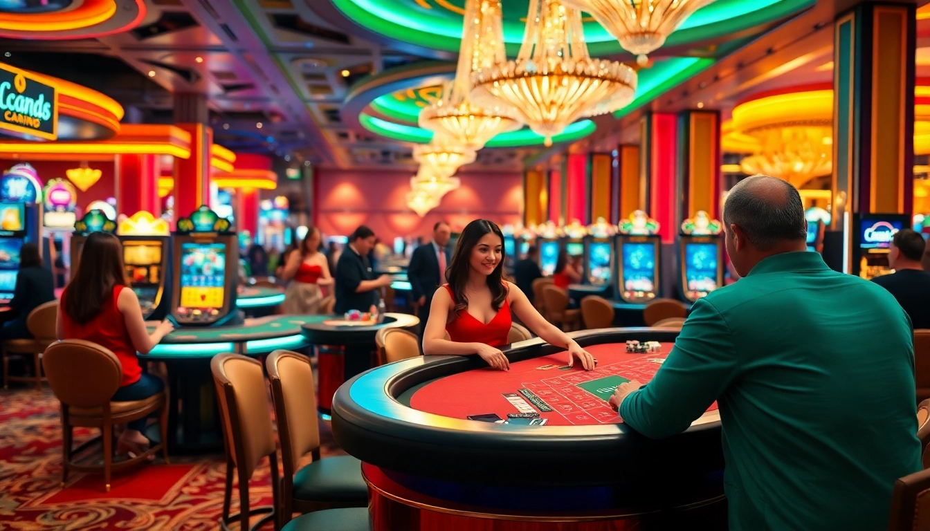 Engaging players at a lively live casino table with a professional dealer