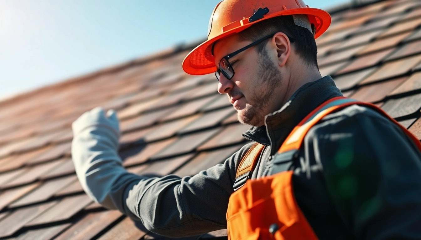Experience reliable roofing services near me with a certified team examining a quality roof installation.