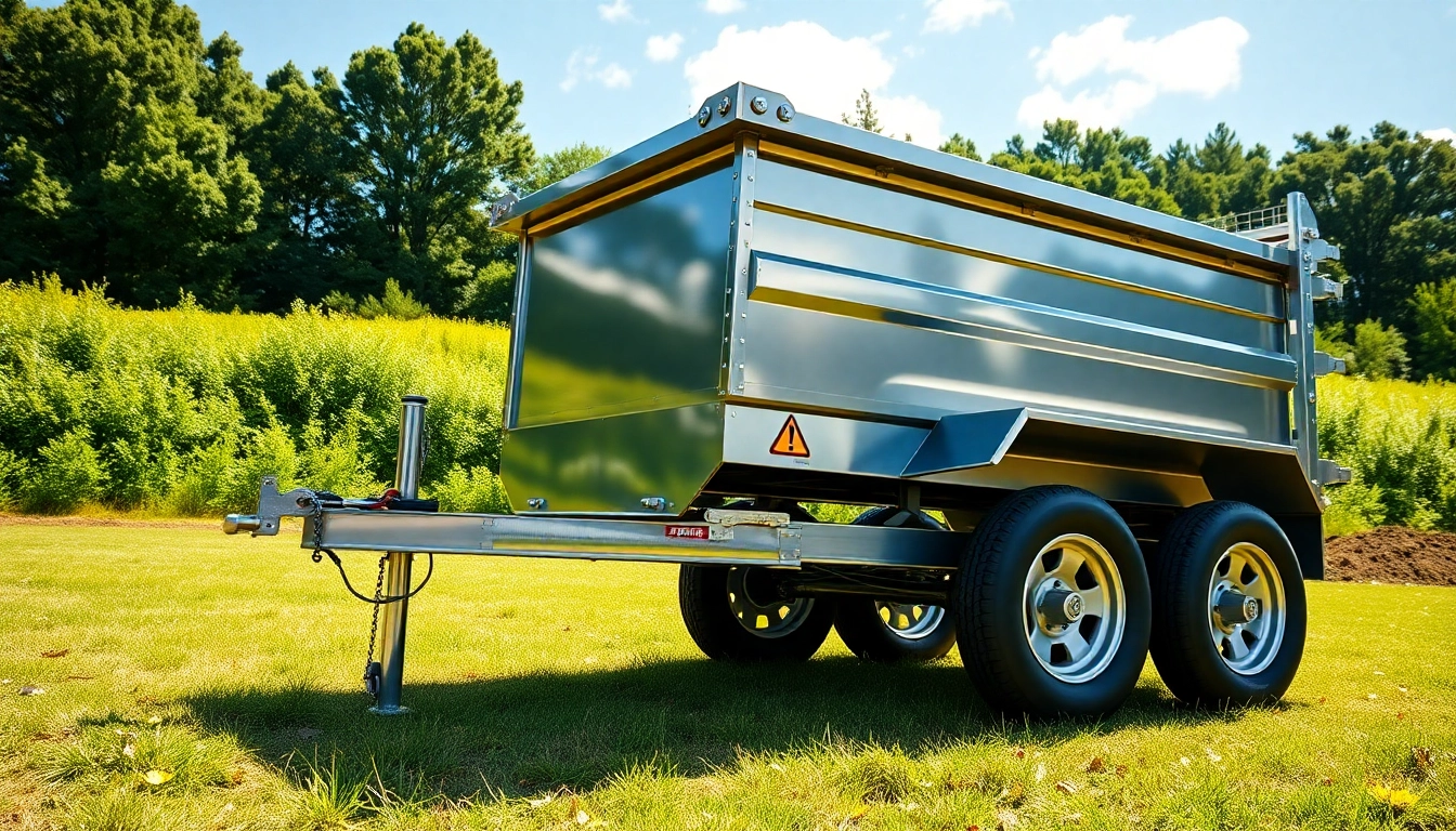 Find a dump trailer for sale near me in a vibrant outdoor setting showcasing durability and versatility.