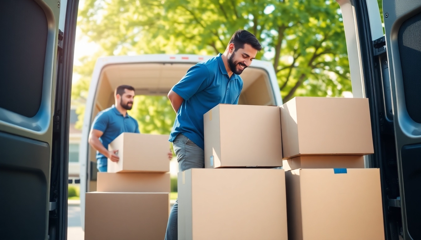Man and van Moving professionals loading boxes into a van, showcasing efficiency and teamwork.