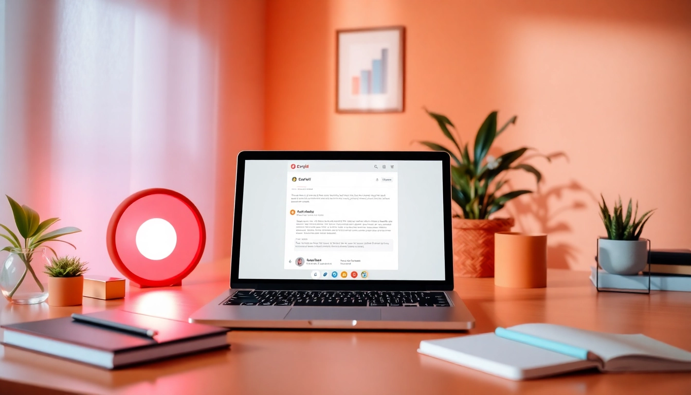 Enhance email communication efficiency using AI for email replies in a modern workspace setting.