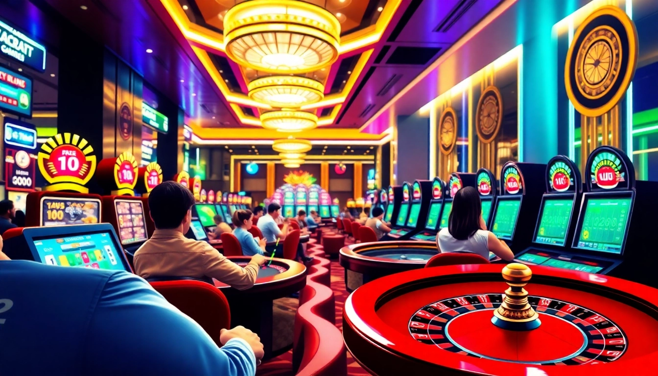 Engaged players enjoying games at TPower casino in a vibrant online setting.