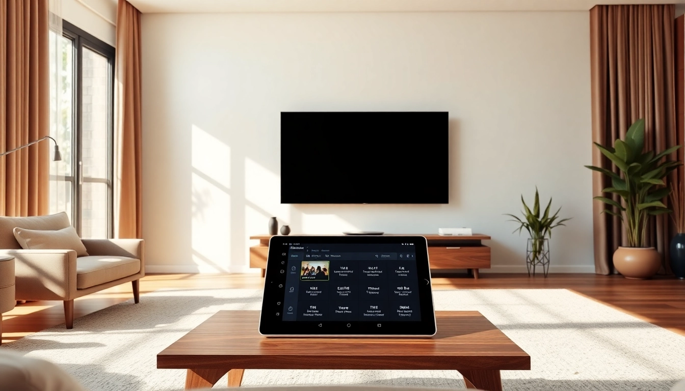 Schedule content on smart TV in a modern living room with a sleek design and natural lighting.