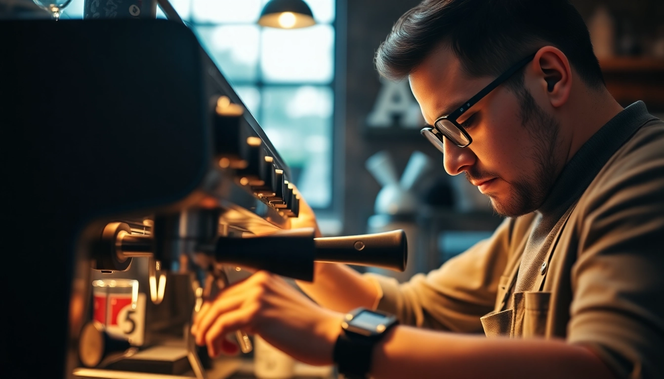 Cimbali servisi in action, showcasing a technician expertly fixing an espresso machine for optimal performance.
