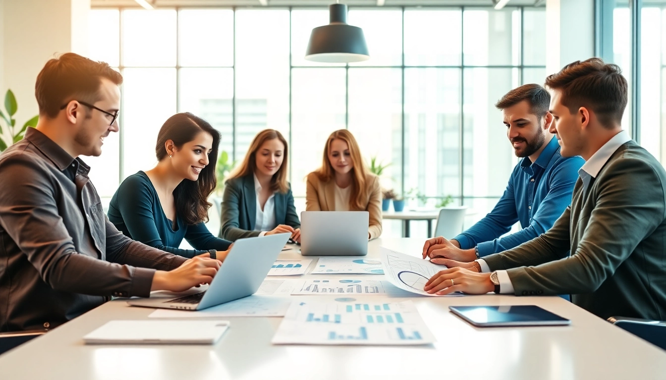 Entrepreneurs planning to launch successful startup in a modern office environment.