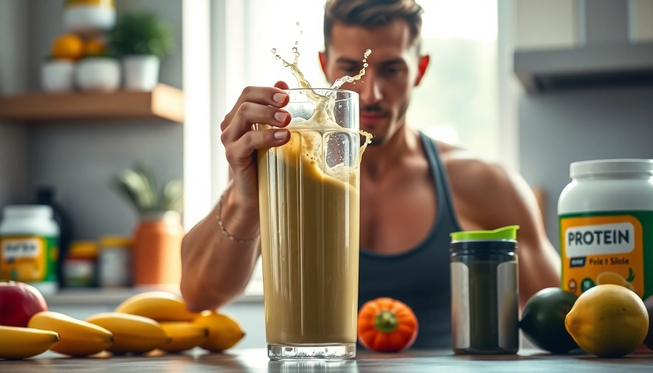 Protein Powder karıştıran bir fitness tutkunu, sağlıklı yaşam için enerji dolu bir atmosfer yaratıyor.