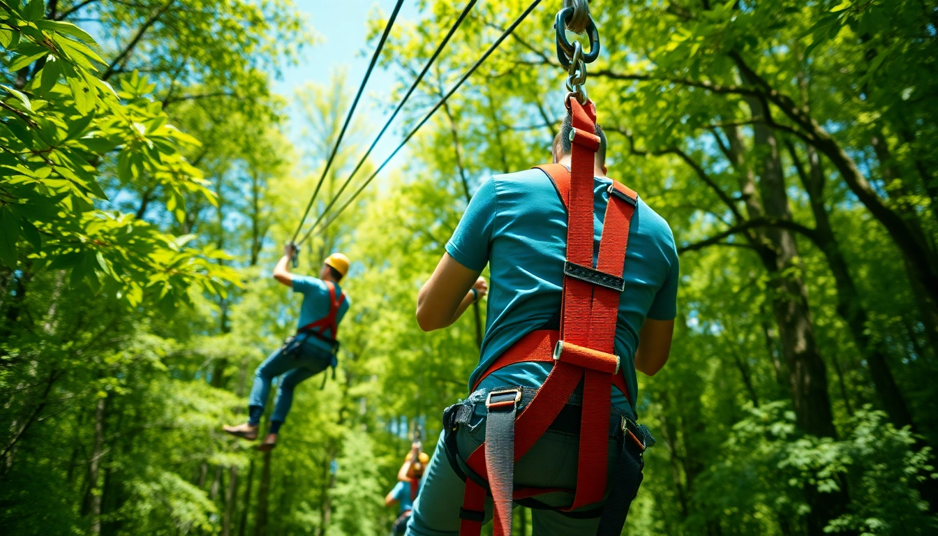 Engaging view of a ZIP WIRE KIT in action amidst nature, highlighting adventure and excitement.