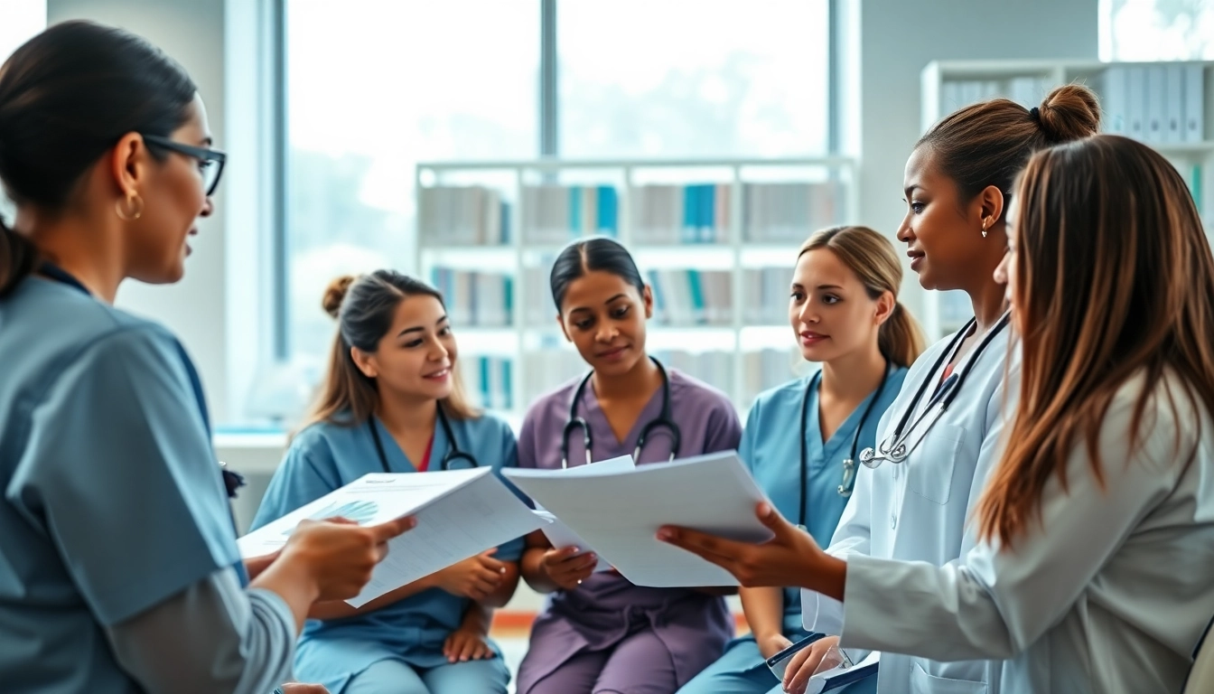 Nurses collaborating on the VDAP program in a professional setting, emphasizing teamwork.