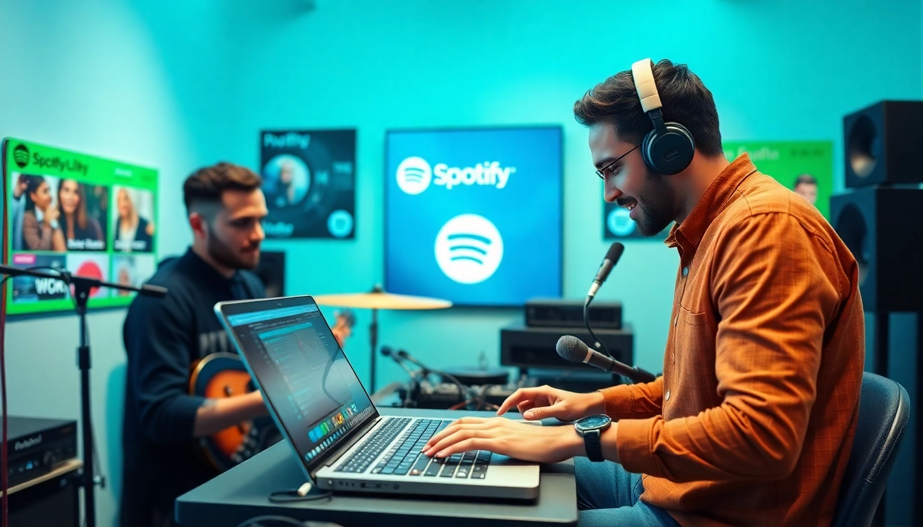 Boost your Spotify promotion with professional musicians in a vibrant studio setting.