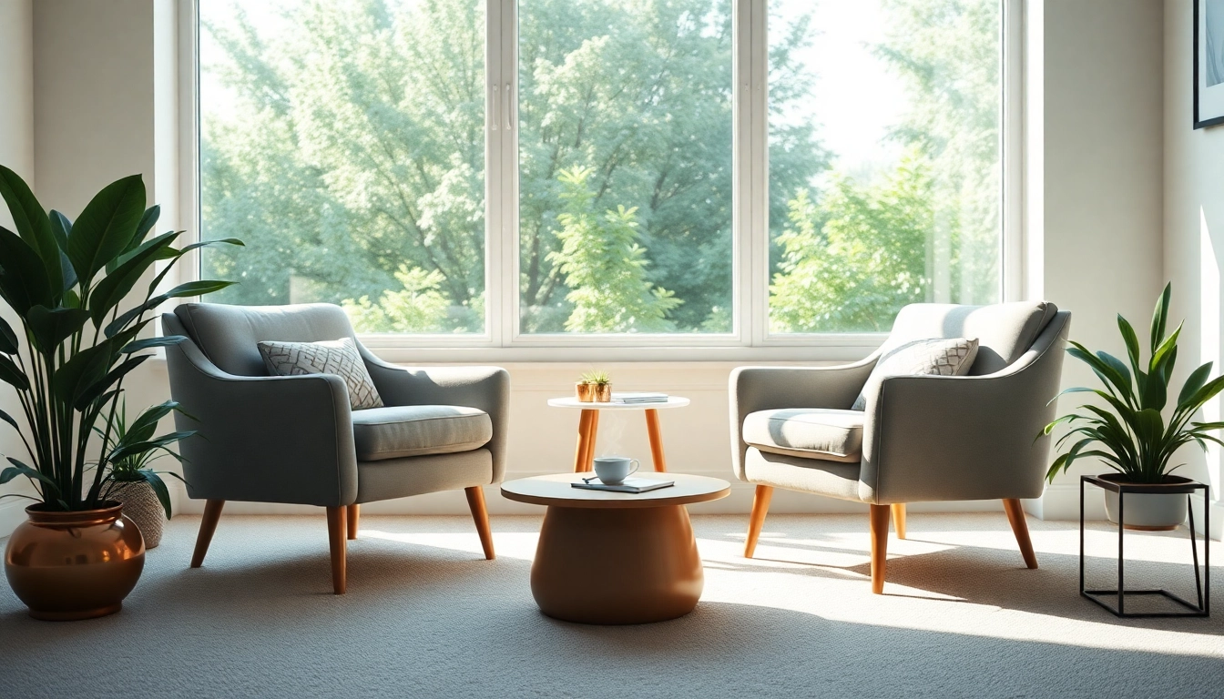 Engaging attachment theory coach in a calming office environment fostering connection.