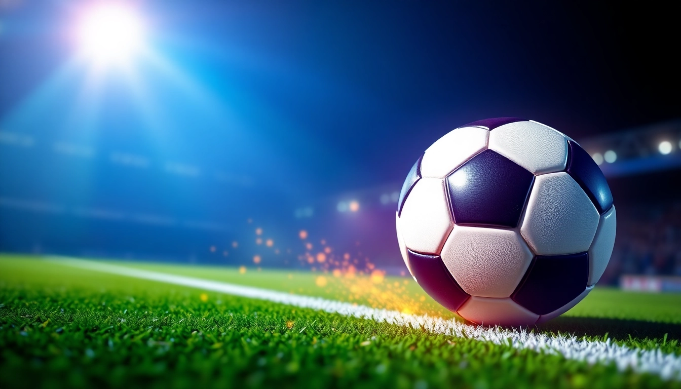 Encourage judi bola participation with an exciting banner showcasing vibrant soccer elements.