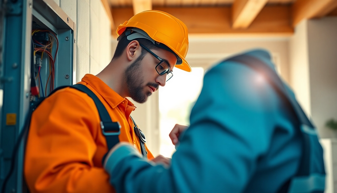 Electrician performing Electrical Service installation in a modern home, showcasing expertise and reliability.