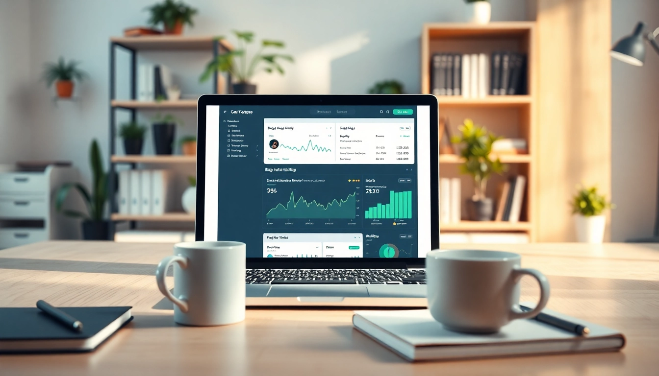 Visualizing social media and blog automation tools in an efficient workspace setting.