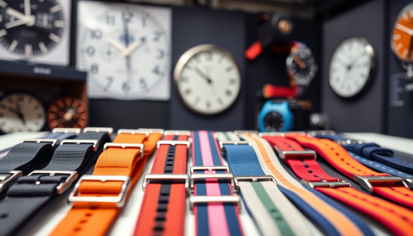 Explore high-quality NATO straps UK in various colors and designs displayed stylishly.