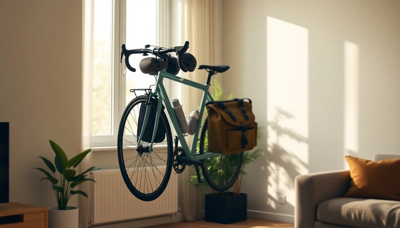 Optimize your apartment bike storage with a stylish wall-mounted solution in a modern setting.