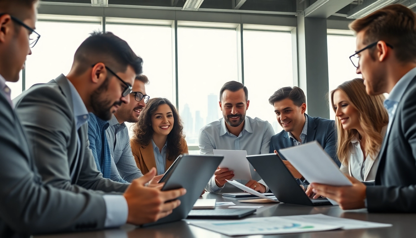 Headhunter Hagen trifft engagierte Klienten in einem modernen Büro.
