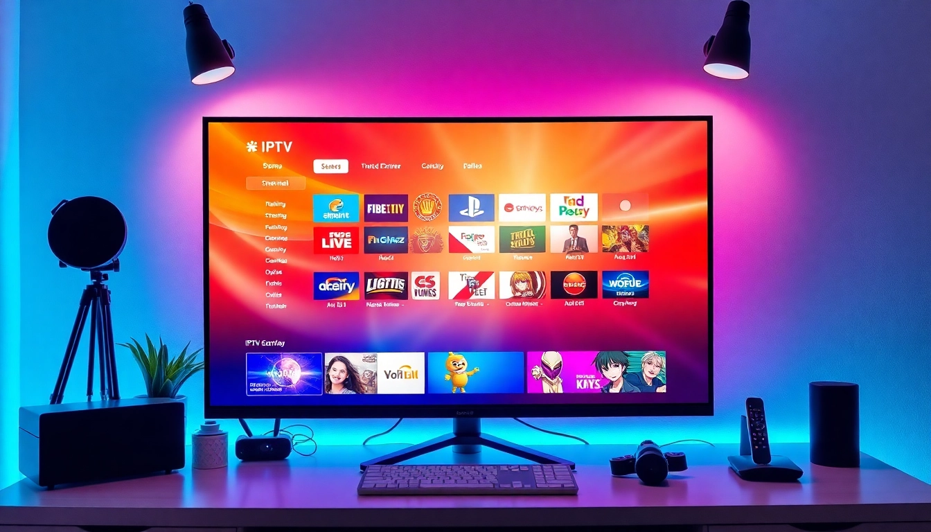 Quiero Comprar Listas IPTV con una interfaz digital vibrante que muestra diversas opciones de streaming.