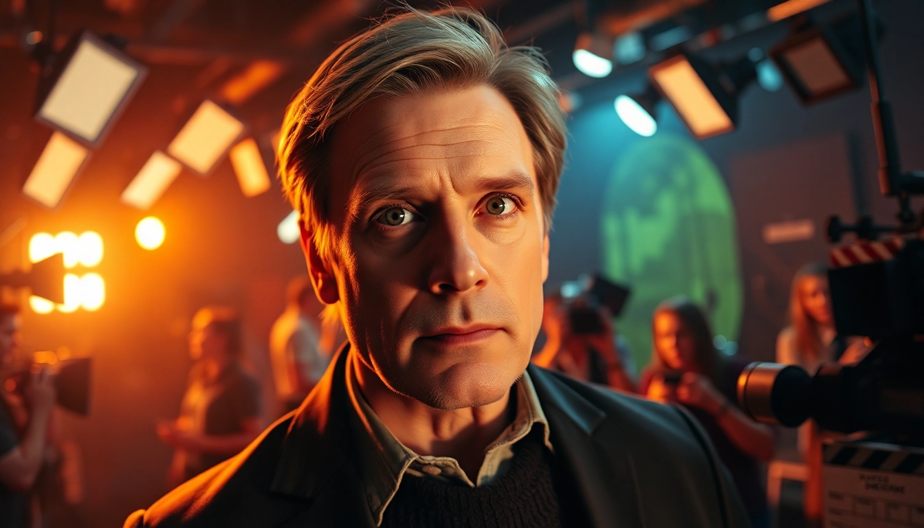 James Broadbent performing on a film set, highlighting his versatile acting skills.